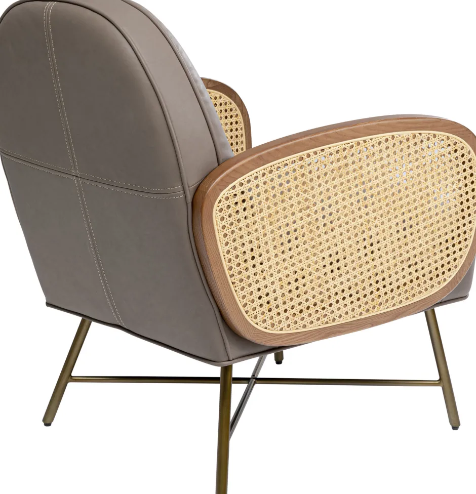 Fotel Boho Szary Skóra Semianilinowa Podłokietniki Naturalno-brązowe 60x80 Cm*KARE Design Sale