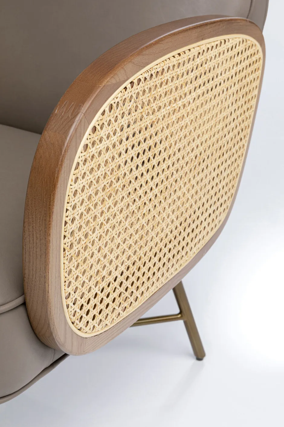 Fotel Boho Szary Skóra Semianilinowa Podłokietniki Naturalno-brązowe 60x80 Cm*KARE Design Sale