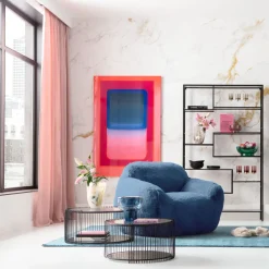 Fotel Duży Niebieski Tkanina Futrzana 105 Cm*KARE Design Hot