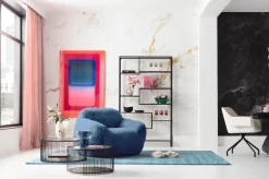 Fotel Duży Niebieski Tkanina Futrzana 105 Cm*KARE Design Hot