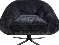 Fotel Duży Obrotowy Tapicerka Szaroniebieska Nogi Czarne 82x95 Cm*KARE Design New