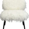 Fotel Futrzak Biały Nogi Czarne Stalowe 63x78 Cm*KARE Design Outlet