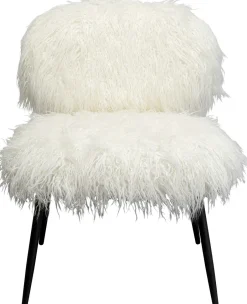 Fotel Futrzak Biały Nogi Czarne Stalowe 63x78 Cm*KARE Design Outlet