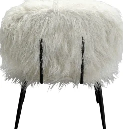 Fotel Futrzak Biały Nogi Czarne Stalowe 63x78 Cm*KARE Design Outlet