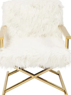Fotel Mr. Fluffy 68x87 Cm Biało-złoty*KARE Design Clearance