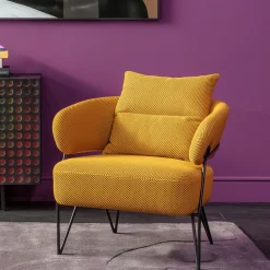 Fotel Nowoczesny Do Salonu żółty Nogi Stalowe Czarne 78x71 Cm*KARE Design Online