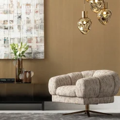 Fotel Obrotowy Beżowy Nogi Złote Stalowe 95x68 Cm*KARE Design Best