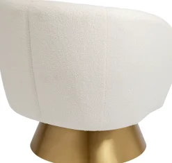 Fotel Obrotowy Biały Tkanina Boucle Podstawa Złota 78x75 Cm*KARE Design
