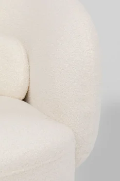Fotel Obrotowy Biały Tkanina Boucle Podstawa Złota 78x75 Cm*KARE Design