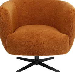 Fotel Obrotowy Brązowy Tkanina Pluszowa Nogi Czarne Stalowe 77x75 Cm*KARE Design Hot