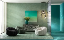 Fotel Obrotowy Do Salonu Biały Tkanina Boucle 94x66 Cm*KARE Design Best
