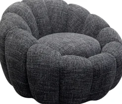 Fotel Obrotowy Do Salonu Tkanina Melanżowa Czarna 94x66 Cm*KARE Design Best