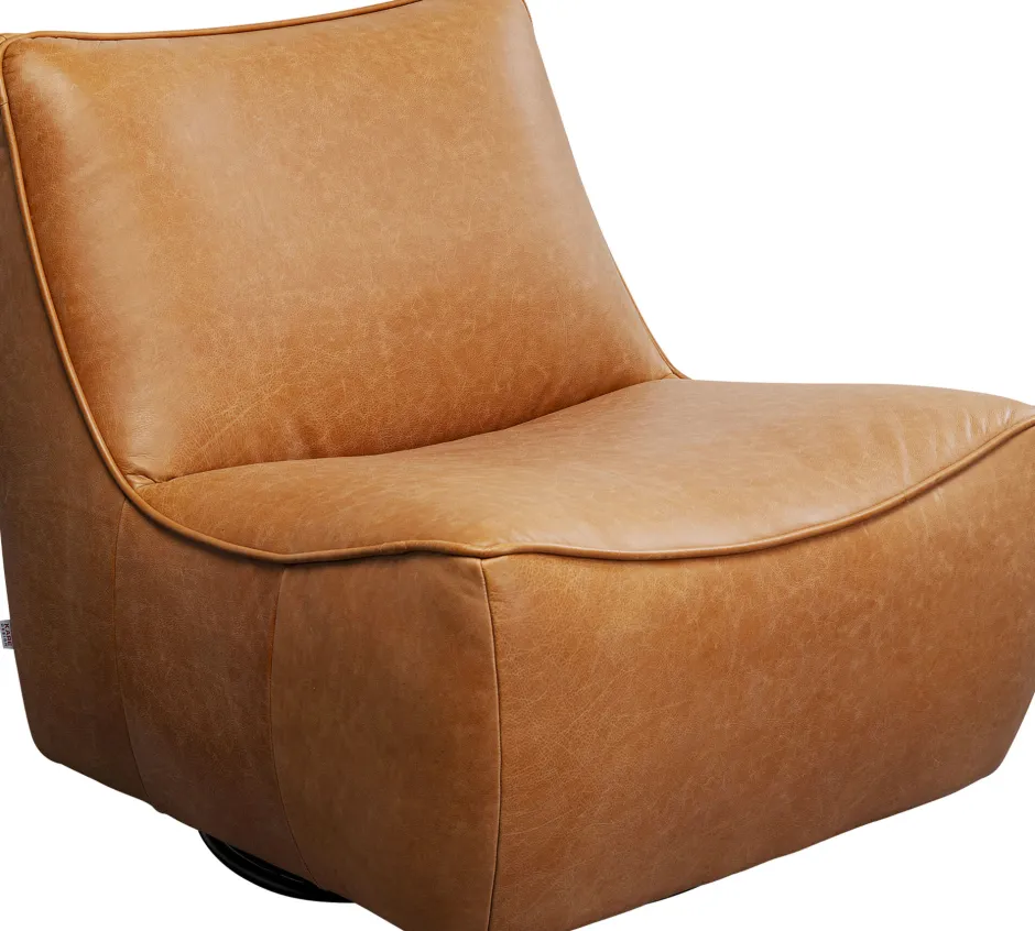 Fotel Obrotowy Ekskluzywny Brązowy Skóra Naturalna 91x85 Cm*KARE Design Discount