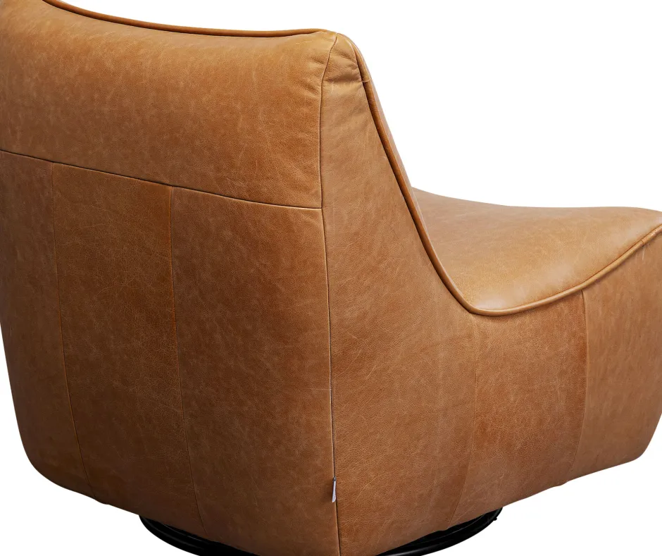 Fotel Obrotowy Ekskluzywny Brązowy Skóra Naturalna 91x85 Cm*KARE Design Discount