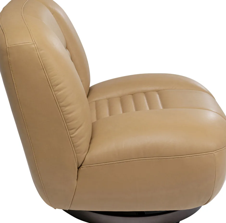 Fotel Obrotowy Jasnobrązowy Skóra Semianilinowa Podstawa Czarna 79x74 Cm*KARE Design Outlet