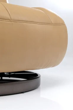 Fotel Obrotowy Jasnobrązowy Skóra Semianilinowa Podstawa Czarna 79x74 Cm*KARE Design Outlet