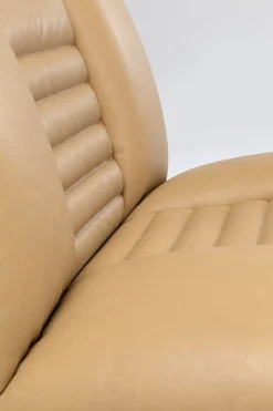 Fotel Obrotowy Jasnobrązowy Skóra Semianilinowa Podstawa Czarna 79x74 Cm*KARE Design Outlet