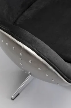 Fotel Obrotowy Loft Aluminium Kolor Gunmetal I Czarna Tapicerka 82x106 Cm*KARE Design Discount
