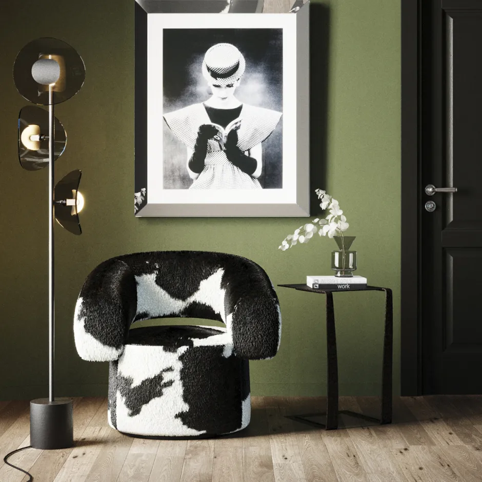 Fotel Obrotowy Maye Cow 76x86 Cm Skóra Naturalna*KARE Design Online