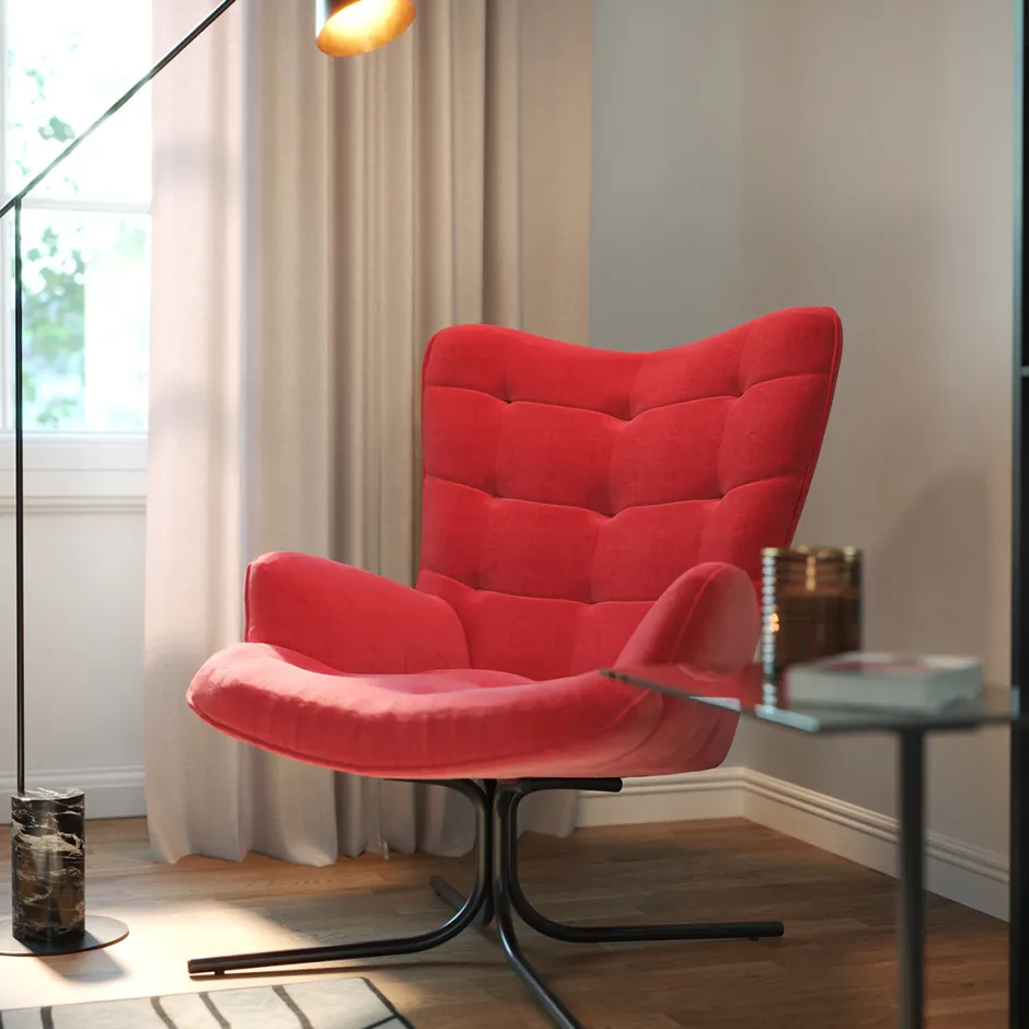 Fotel Obrotowy Oscar Velvet 82x95 Cm Czerwony*KARE Design New