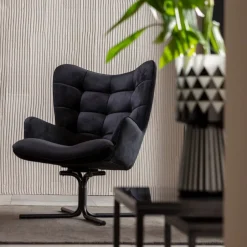 Fotel Obrotowy Oscar Velvet 82x95 Cm Czarny*KARE Design Discount