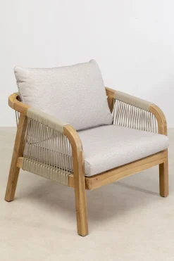 Fotel Ogrodowy Z Drewna Akacjowego Poduszki Szare 79x67 Cm*KARE Design