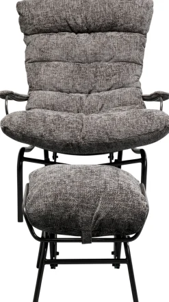 Fotel Szary Z Podnóżkiem Funkcja Bujania Nogi Czarne*KARE Design New