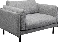 Fotel Szeroki W Kolorze Szarym Nogi Stalowe Czarne 126x88 Cm*KARE Design Best