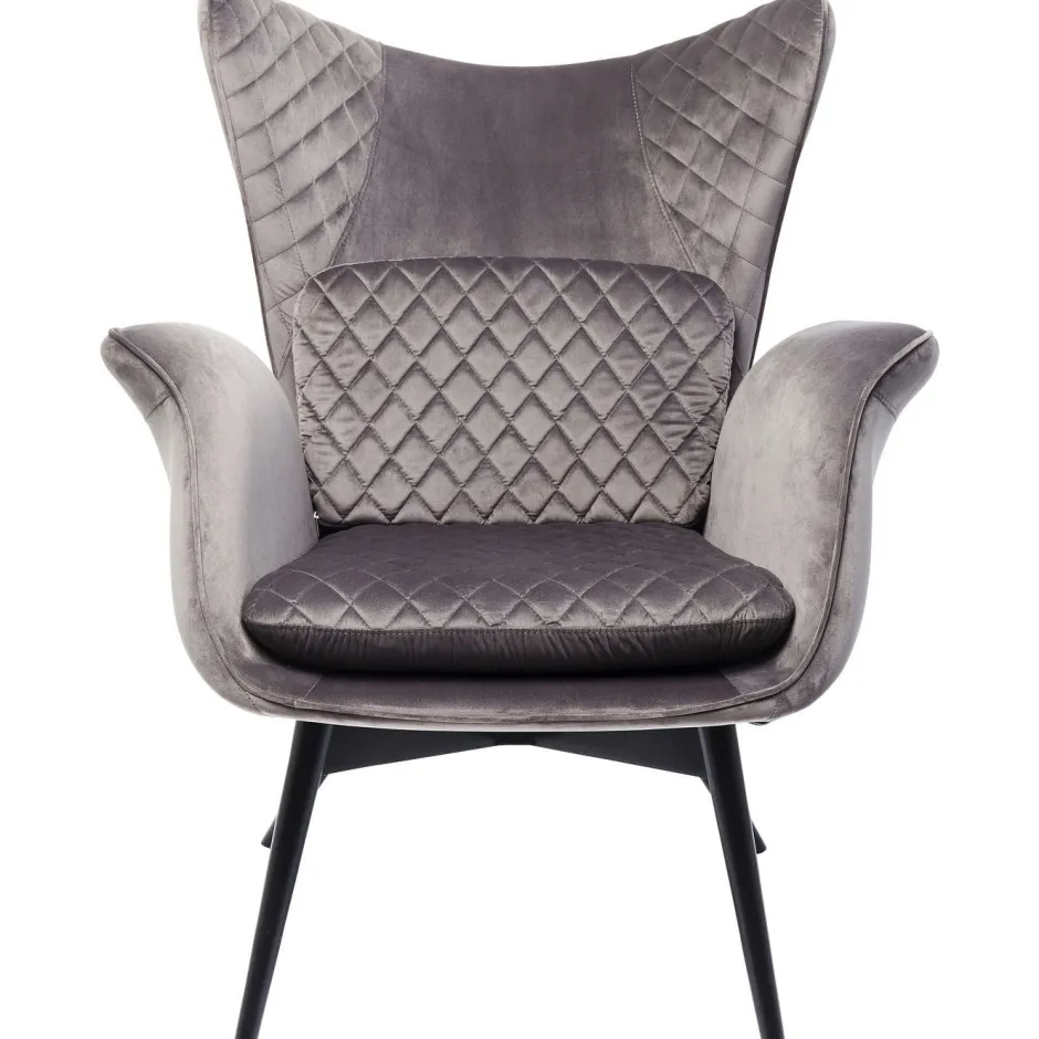 Fotel Tudor Velvet 78x100 Cm Srebrnoszary*KARE Design Sale