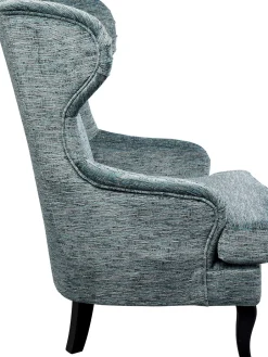 Fotel Uszak Wysoki Niebieski Nogi Czarne Drewniane 83x112 Cm*KARE Design Sale