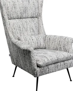 Fotel Wysoki Tkanina Melanżowa Szara Nogi Czarne Ze Stali 115 Cm*KARE Design Sale