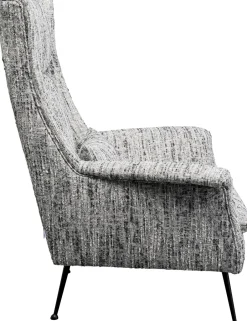 Fotel Wysoki Tkanina Melanżowa Szara Nogi Czarne Ze Stali 115 Cm*KARE Design Sale