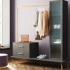 Garderoba Z Szufladami Czarno-złota 170x180 Cm*KARE Design