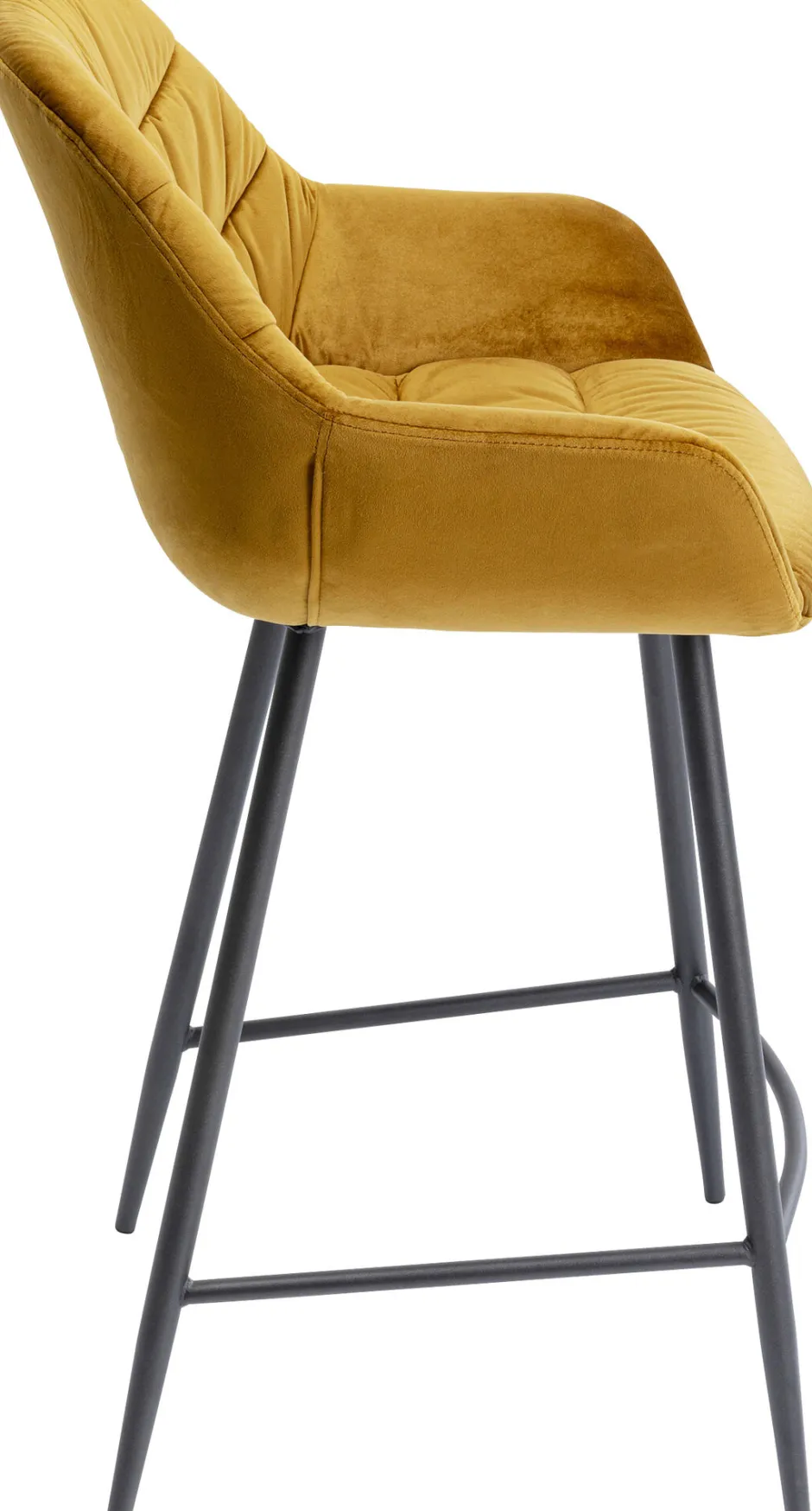 Hoker Aksamitny żółty Z Oparciem I Podłokietnikami 69 Cm*KARE Design Online