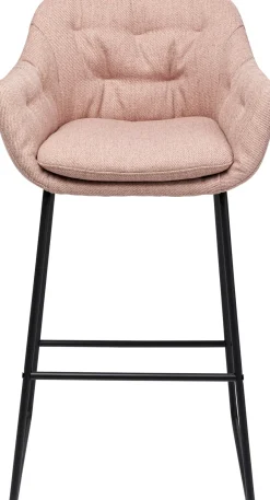 Hoker Z Oparciem Pikowany Różowy Nogi Czarne 53x100 Cm*KARE Design Outlet