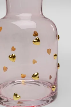 Karafka Szklana Różowa Wzór Złote Serduszka 755 Ml*KARE Design Outlet