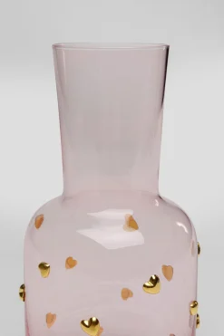 Karafka Szklana Różowa Wzór Złote Serduszka 755 Ml*KARE Design Outlet