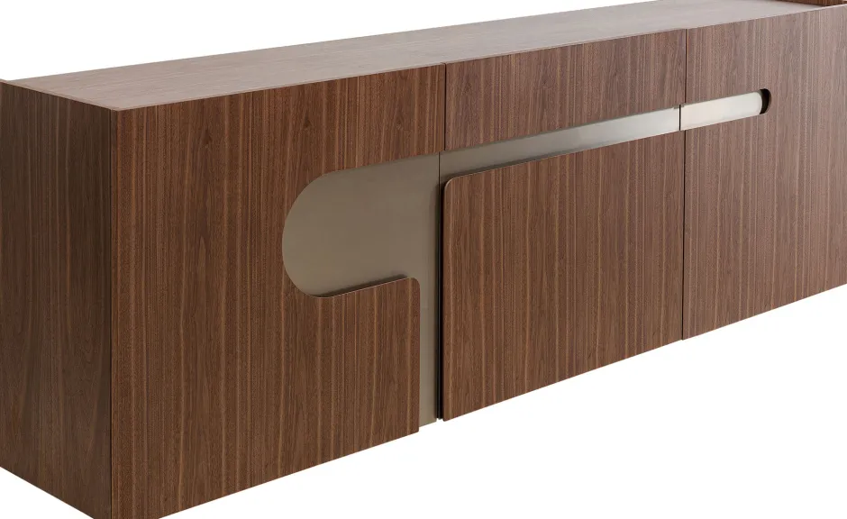 Komoda Brązowa Fornirowana 3-drzwiowa 200x76 Cm*KARE Design