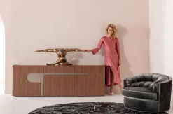 Komoda Brązowa Fornirowana 3-drzwiowa 200x76 Cm*KARE Design