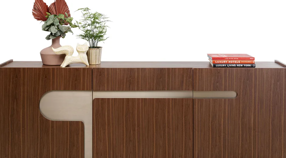 Komoda Brązowa Fornirowana 3-drzwiowa 200x76 Cm*KARE Design