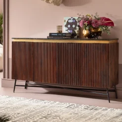 Komoda Catalina 160x86 Cm Drewno Mango Ciemnobrązowe - Blat Marmur*KARE Design Outlet