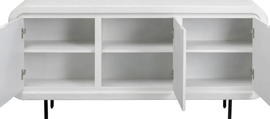 Komoda 3-drzwiowa Biała Skandynawska Drewno I MDF Nogi Czarne 160x75 Cm*KARE Design Clearance