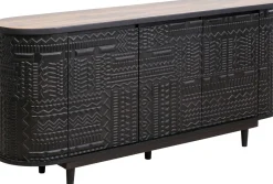 Komoda 3-drzwiowa Boho Drewno Mango Czarne Blat Naturalny 160x75 Cm*KARE Design Outlet