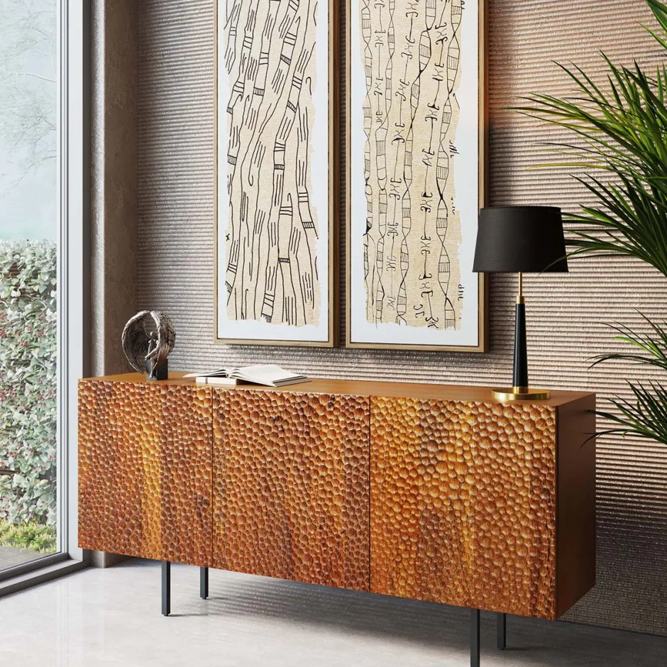 Komoda 3-drzwiowa Do Salonu Drewno Mango Ręczne Wykonanie 160x75 Cm*KARE Design Outlet