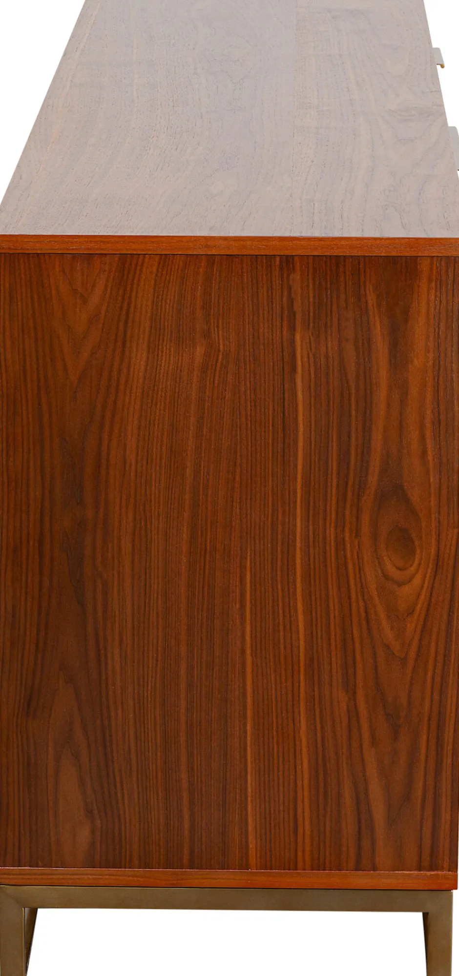 Komoda 3-drzwiowa Fornir Orzechowy Nogi Złote Stalowe 160x78 Cm Front Efekt 3D*KARE Design New