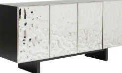 Komoda 4-drzwiowa Fornirowana Czarna Front Srebrny Ze Stali Nierdzewnej 160x78 Cm*KARE Design Clearance
