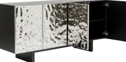 Komoda 4-drzwiowa Fornirowana Czarna Front Srebrny Ze Stali Nierdzewnej 160x78 Cm*KARE Design Clearance