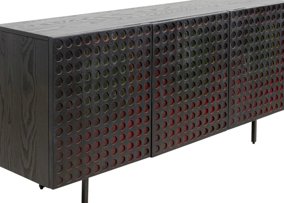 Komoda 3-drzwiowa Fornirowana Czarna Front Kolorowy 160x75 Cm*KARE Design New