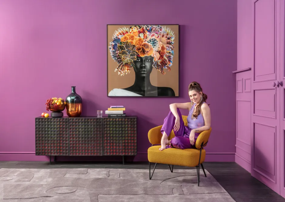 Komoda 3-drzwiowa Fornirowana Czarna Front Kolorowy 160x75 Cm*KARE Design New