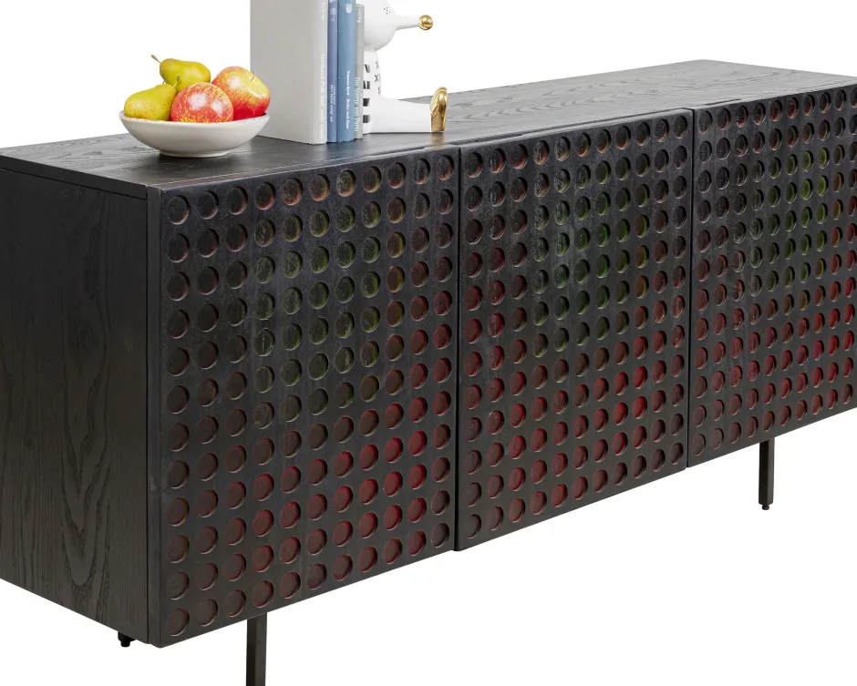 Komoda 3-drzwiowa Fornirowana Czarna Front Kolorowy 160x75 Cm*KARE Design New